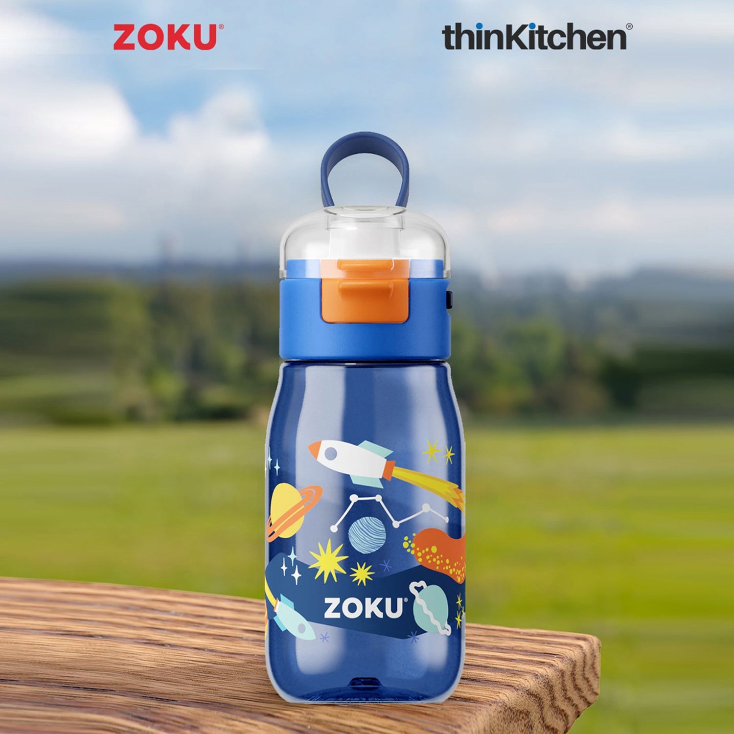 Kids Flip Straw Bottle - Zoku Teal Dino