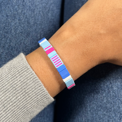 Candy Striped Enamel Bracelet | Blue