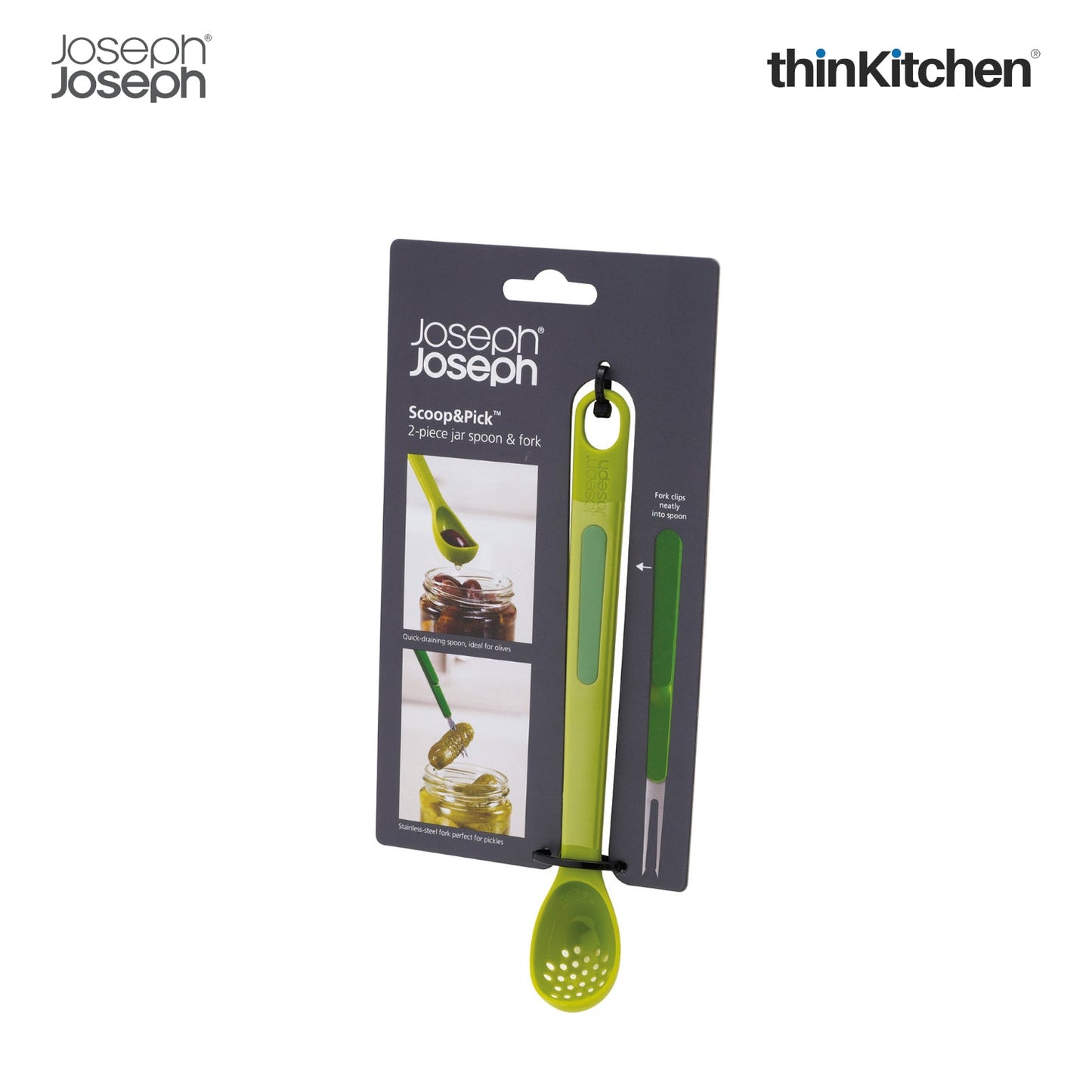 thinKitchen™ Joseph Joseph Scoop & Pick 2-piece Antipasti Set - Green