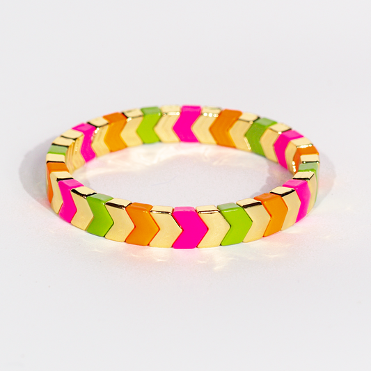 Amazonia Enamel Bracelet | Pop Pink & Orange