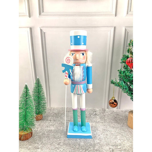 15 inches wooden Pastel Blue Lollipop Nutcracker self standing Christmas Table Decor