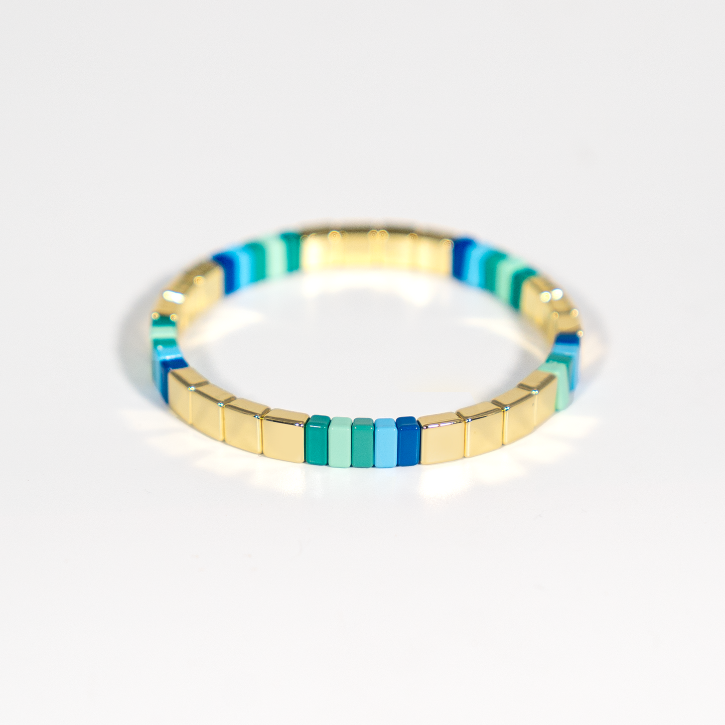 Luminous Enamel Bracelet | Teal & Gold