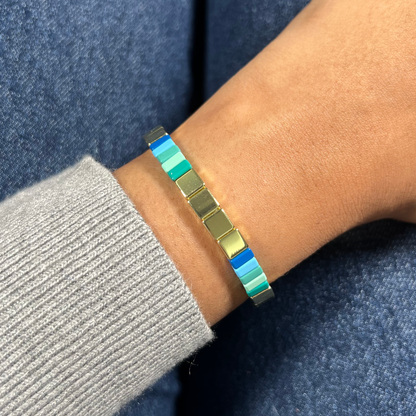 Luminous Enamel Bracelet | Teal & Gold