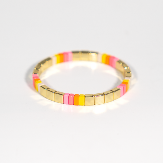 Luminous Enamel Bracelet | Pop Pink & Yellow