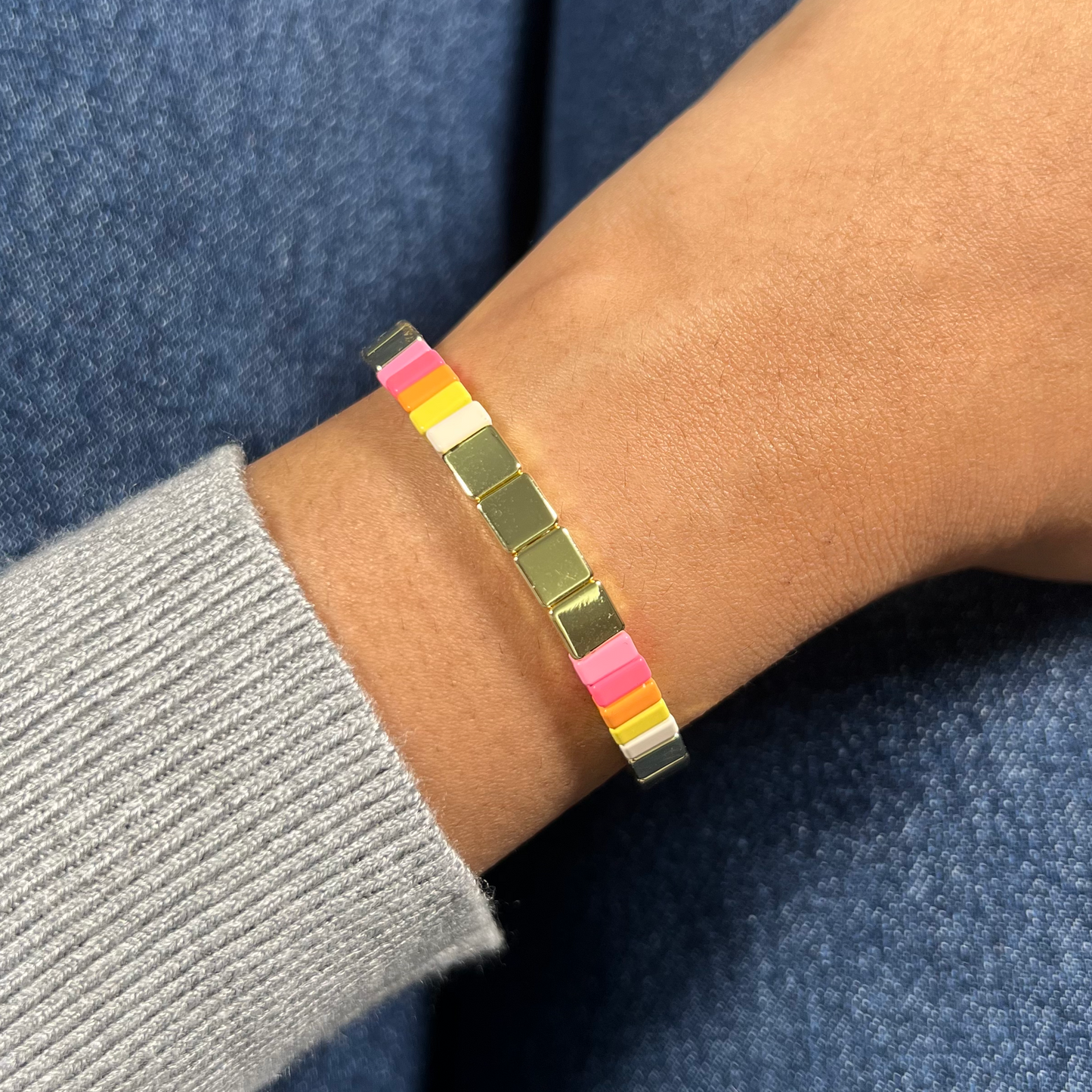 Luminous Enamel Bracelet | Pop Pink & Yellow