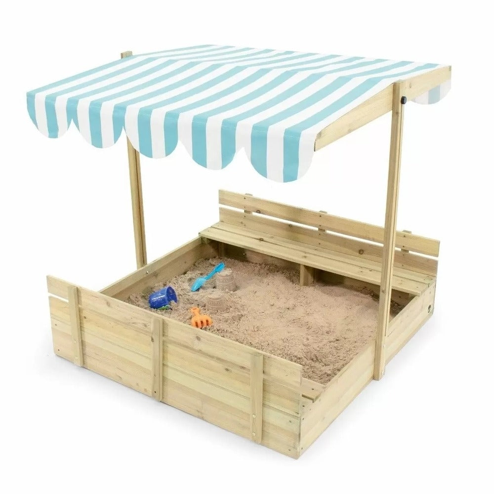 PLUM WOODEN SANDPIT WITH CANOPY - NATURAL