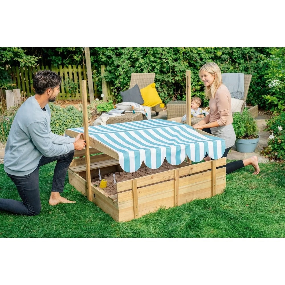 PLUM WOODEN SANDPIT WITH CANOPY - NATURAL