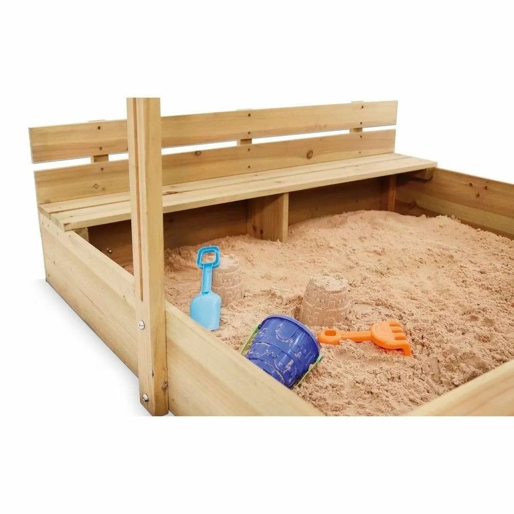 PLUM WOODEN SANDPIT WITH CANOPY - NATURAL