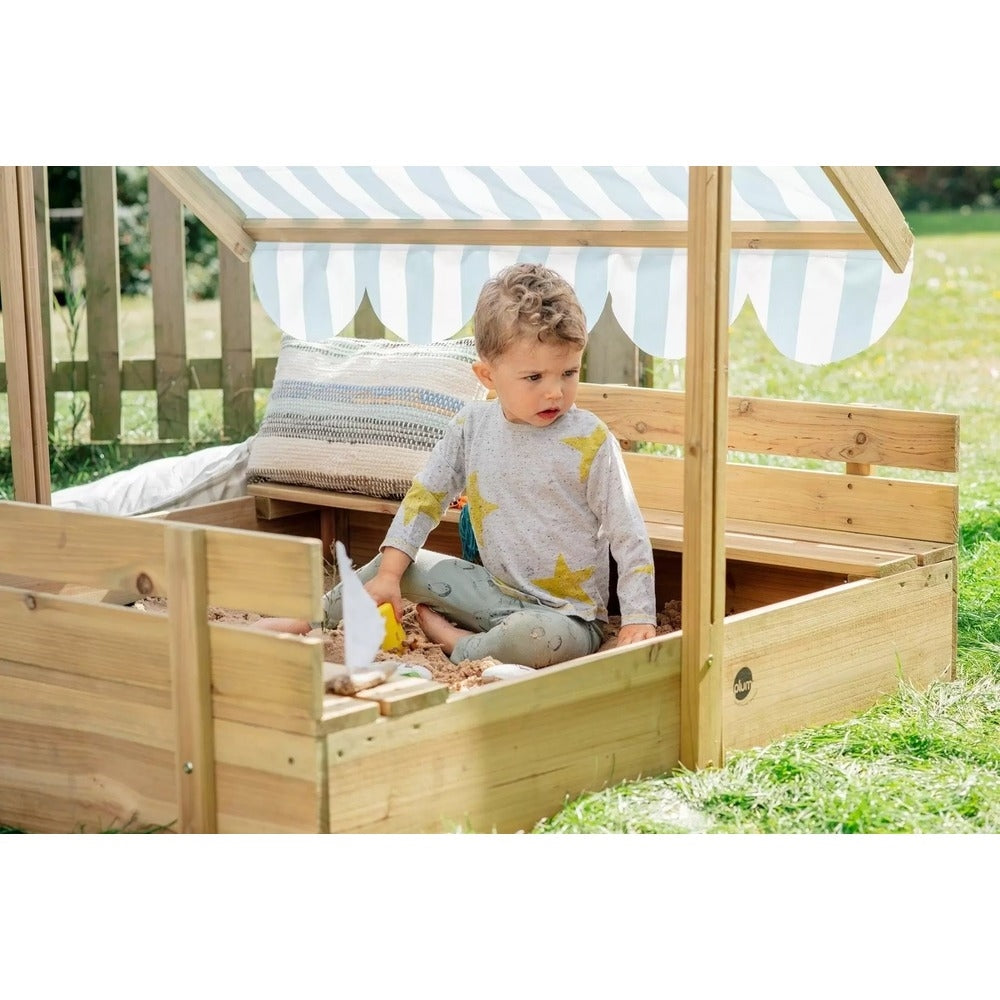 PLUM WOODEN SANDPIT WITH CANOPY - NATURAL