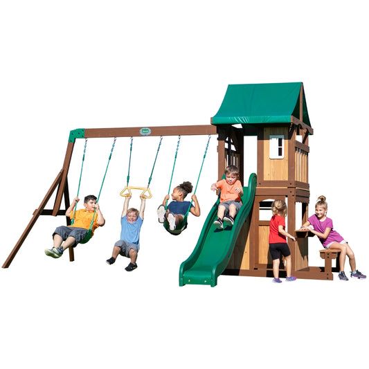 STEP2 LAKEWOOD PLAY TOWER WITH SWINGS AND SLIDE