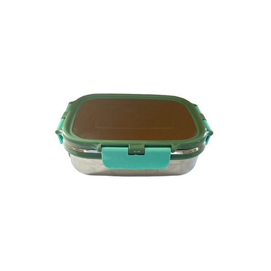 Veigo Medium Stainless Steel Snacks Box - Military + Cyan | Limited Edition