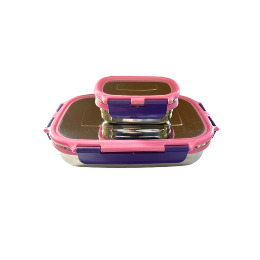 Veigo Jumbo Stainless Steel Lunch Box (with inner veg box) - Pink | Limited Edition