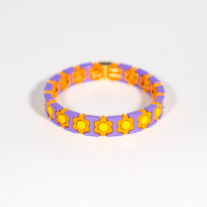 Flower Enamel Bracelet | Lilac , Orange & Yellow