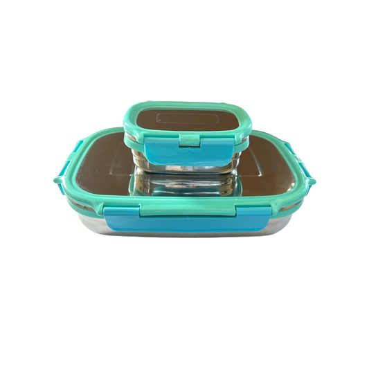 Veigo Jumbo Stainless Steel Lunch Box (with inner veg box) - Aqua Blue | Limited Edition