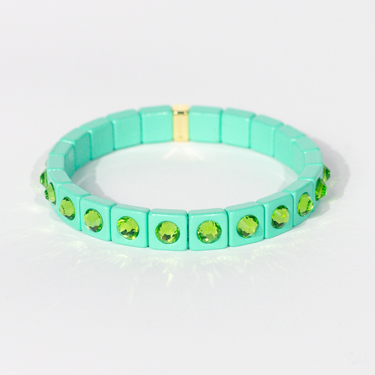 Bling Enamel Crystal Bracelet | Pastel Green