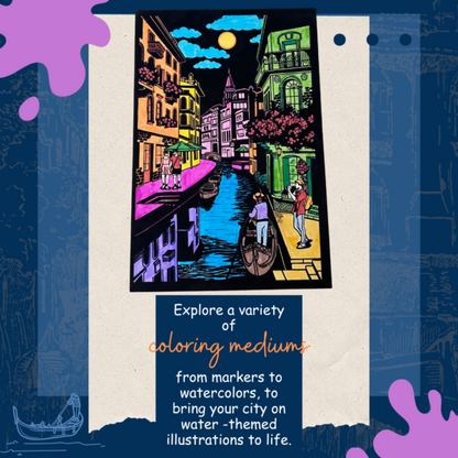 PEPPLAY VELVET COLOURING POSTERS - CITY ON WATER