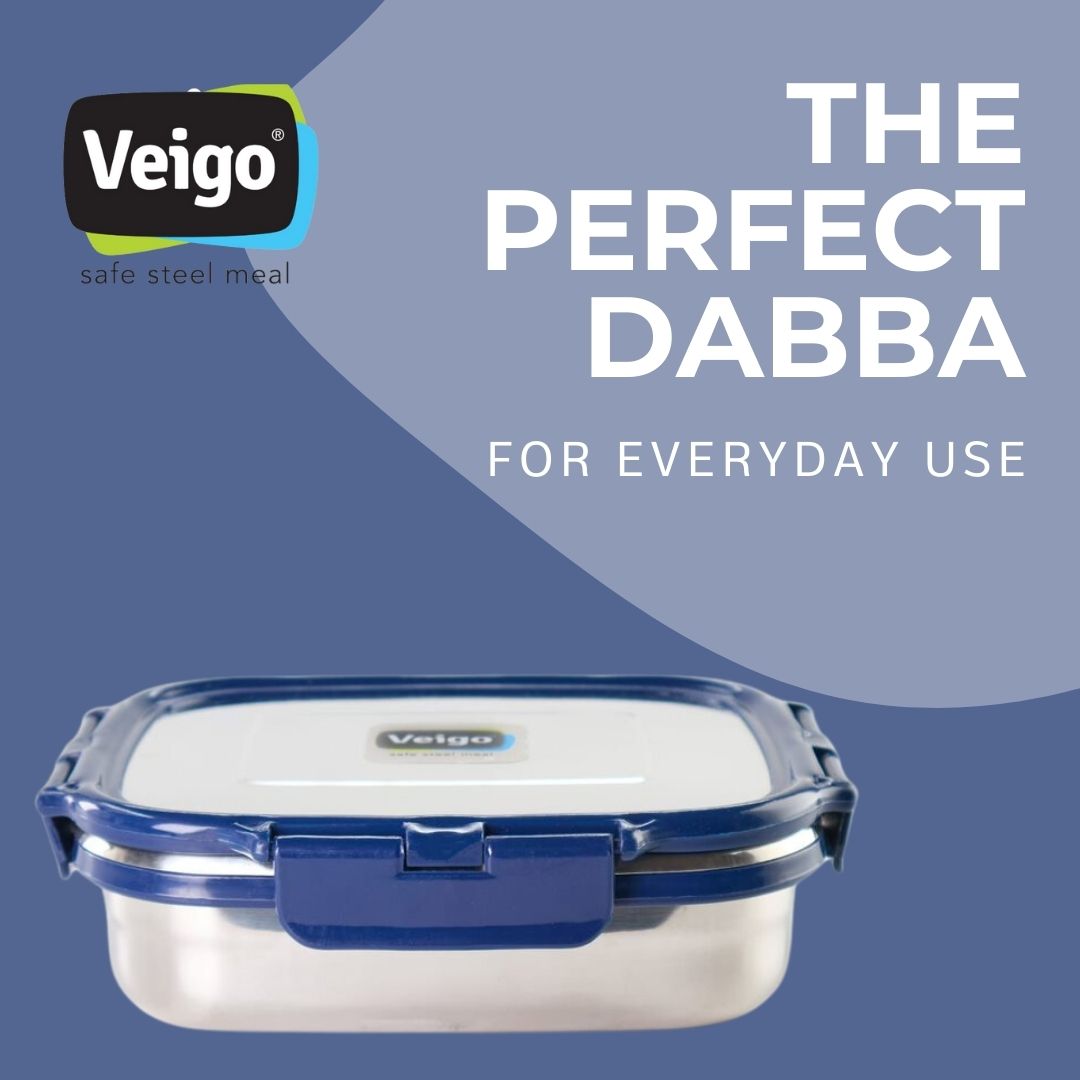 Veigo Large Stainless Steel Lunch Box - Navy Blue | Rainbow Limited Edition