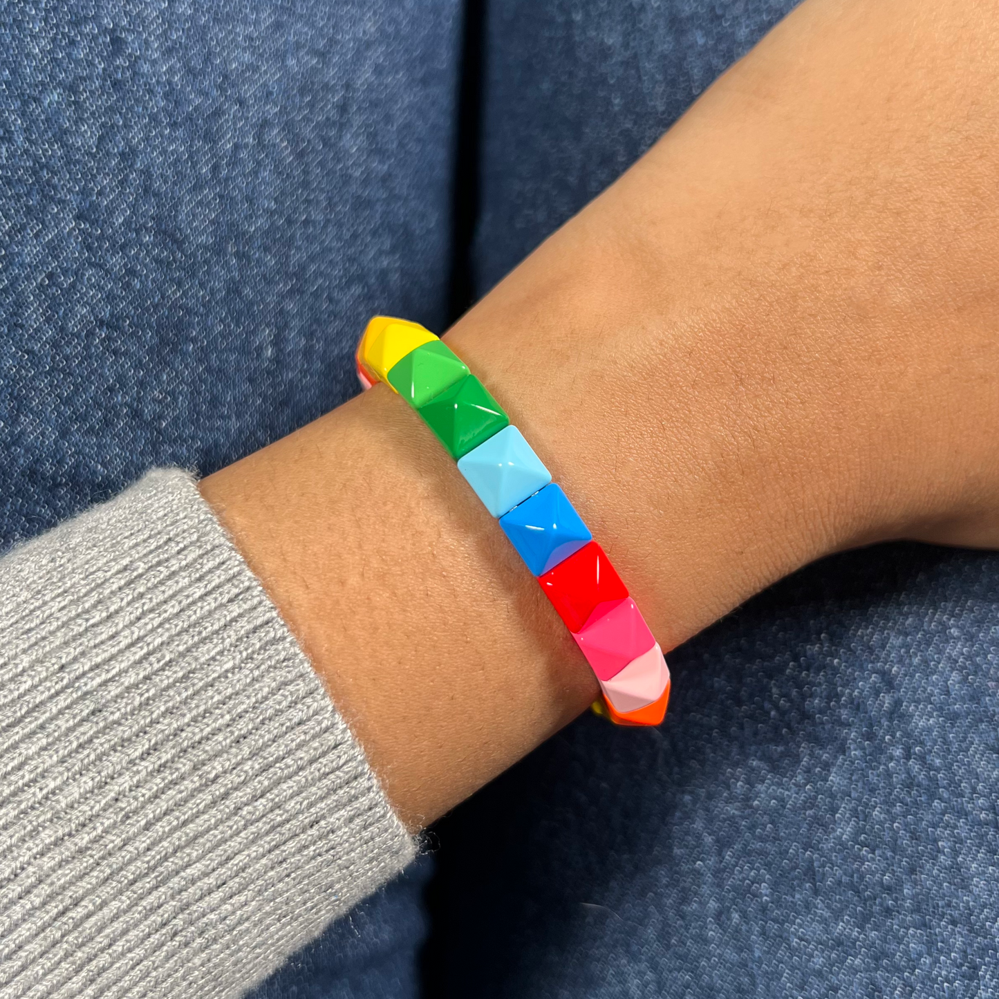 Spike Enamel Bracelet | Rainbow