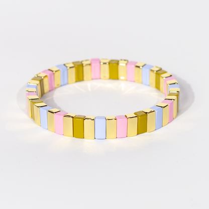 Classic Enamel Bracelet | Olive & Pink