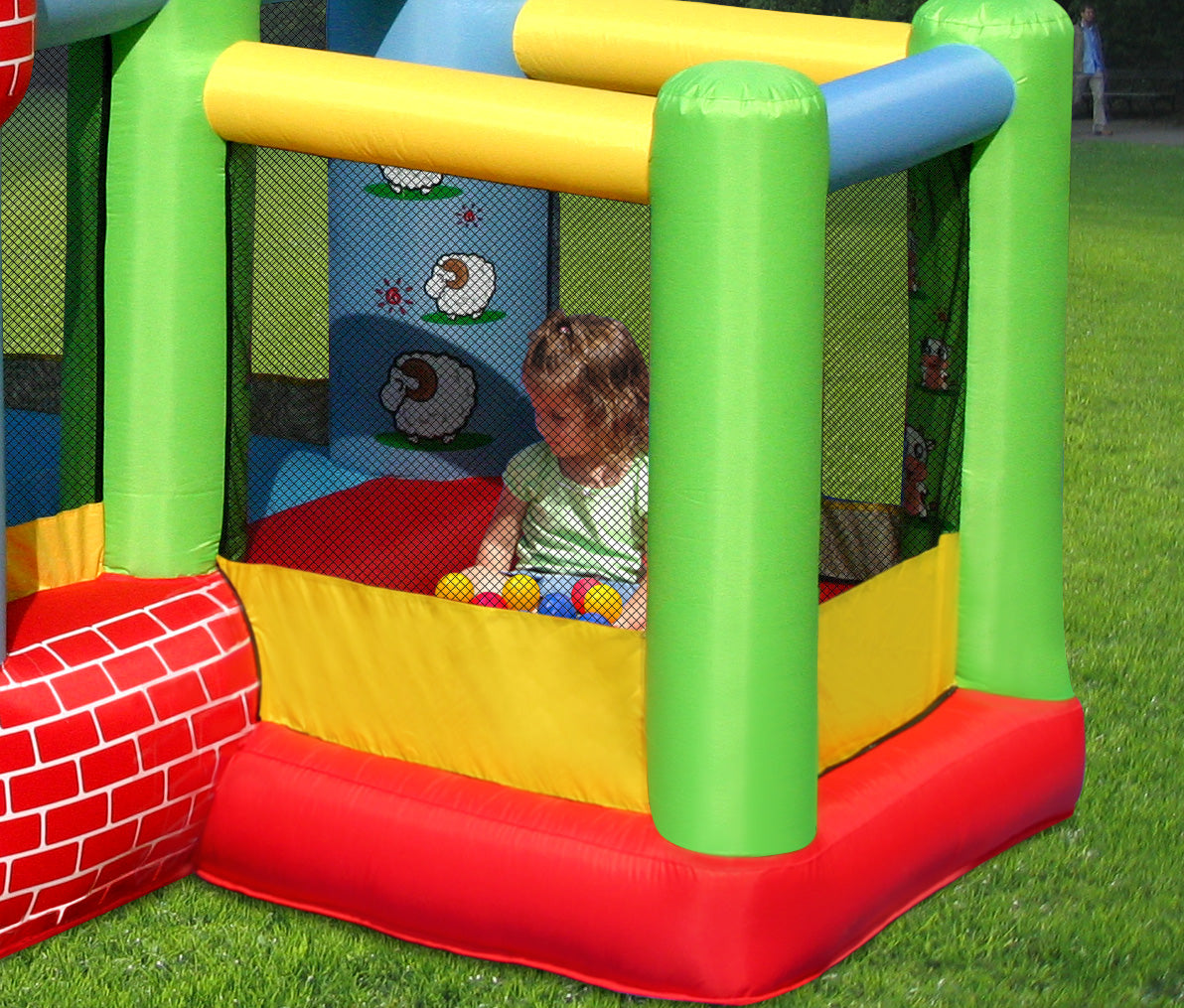 Happy Hop Castle Bouncer With Farmyard Ball Pit