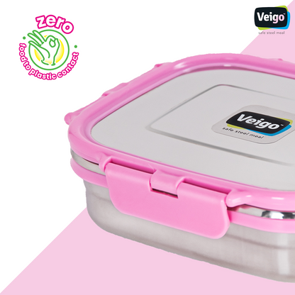 Veigo Large Stainless Steel Lunch Box - Pink | Limited Edition