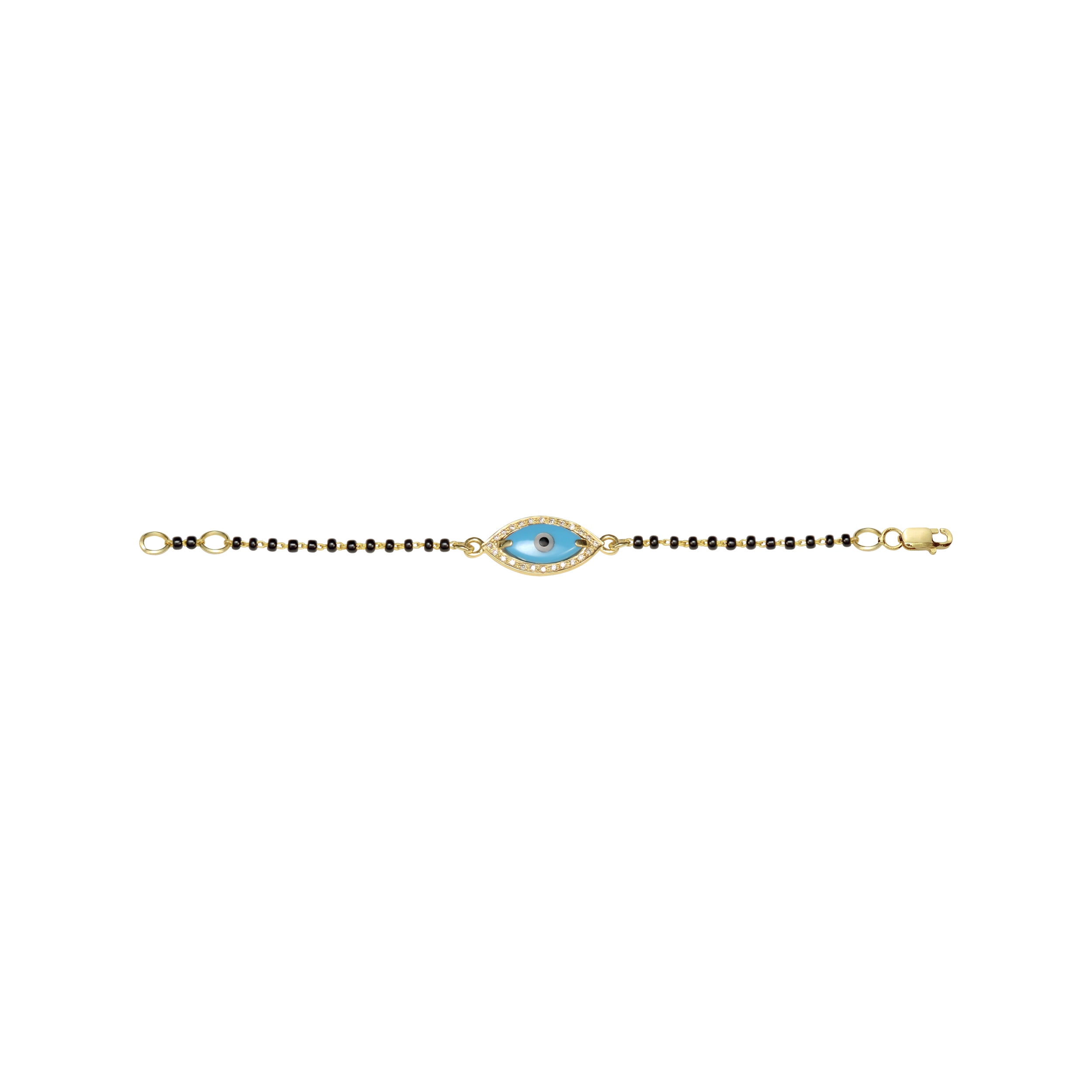 Turquoise Enamel and Diamond Evil Eye Bracelet | Lauren B Jewelry