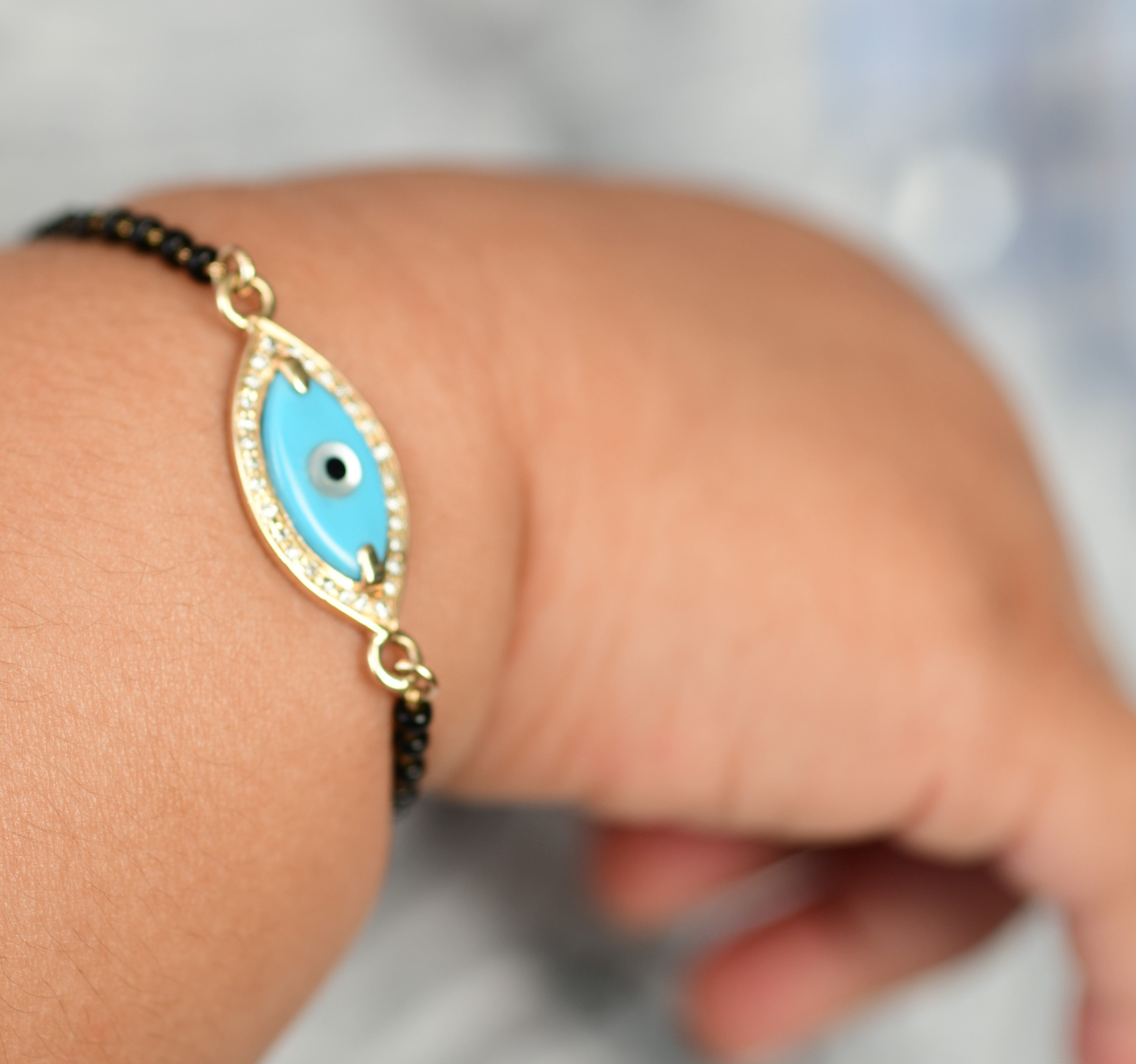 Didem Evil Eye Bracelet- Yellow Gold & Turquoise Evil Eye – Alemdara