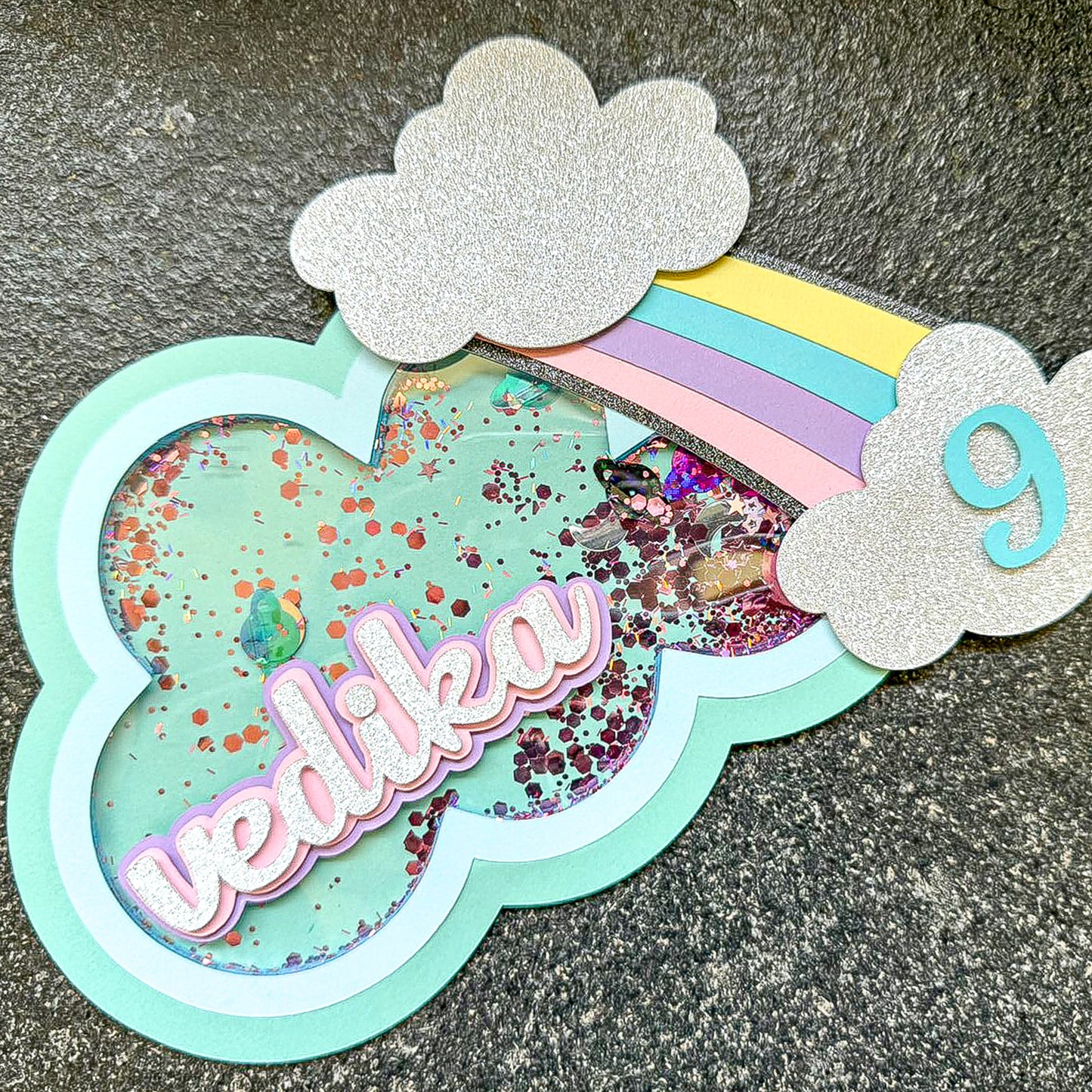 Rainbow Sparkle Cake Topper