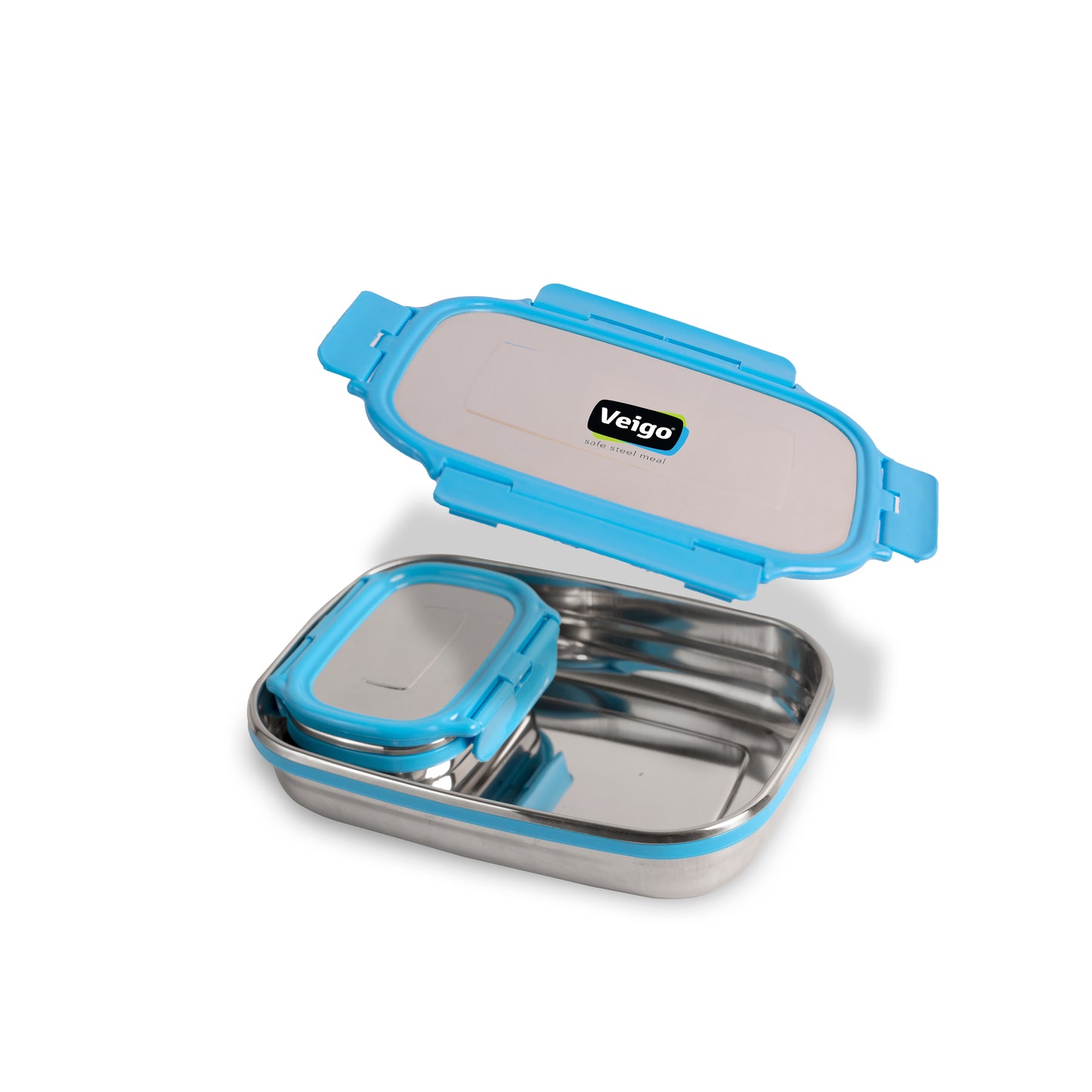 Veigo Jumbo Stainless Steel Lunch Box (with inner veg box) - New Blue | Limited Edition