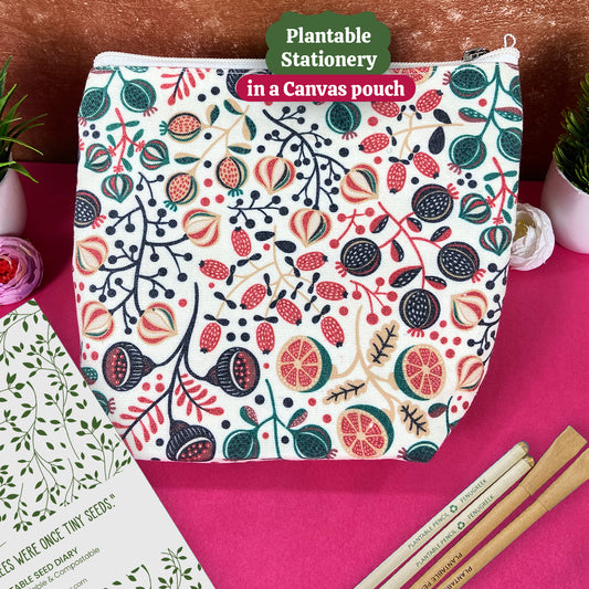 Plantable Stationery - Seed Diary, Seed Pens & Pencils in Zipper Pouch