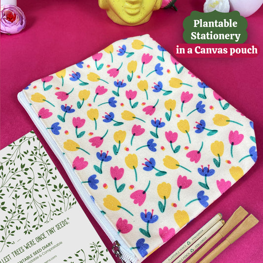 Plantable Stationery - Seed Diary, Seed Pens & Pencils in Zipper Pouch