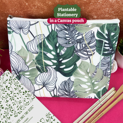 Plantable Stationery - Seed Diary, Seed Pens & Pencils in Zipper Pouch