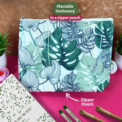 Plantable Stationery - Seed Diary, Seed Pens & Pencils in Zipper Pouch