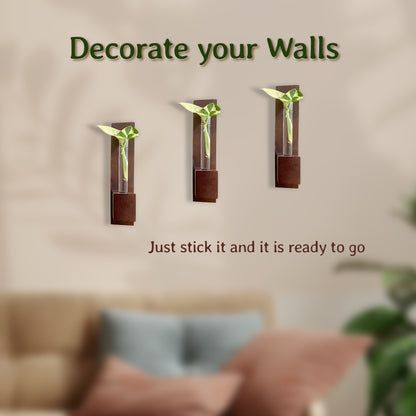 Test Tube Wall Planter with Wooden Holder (set of 2)