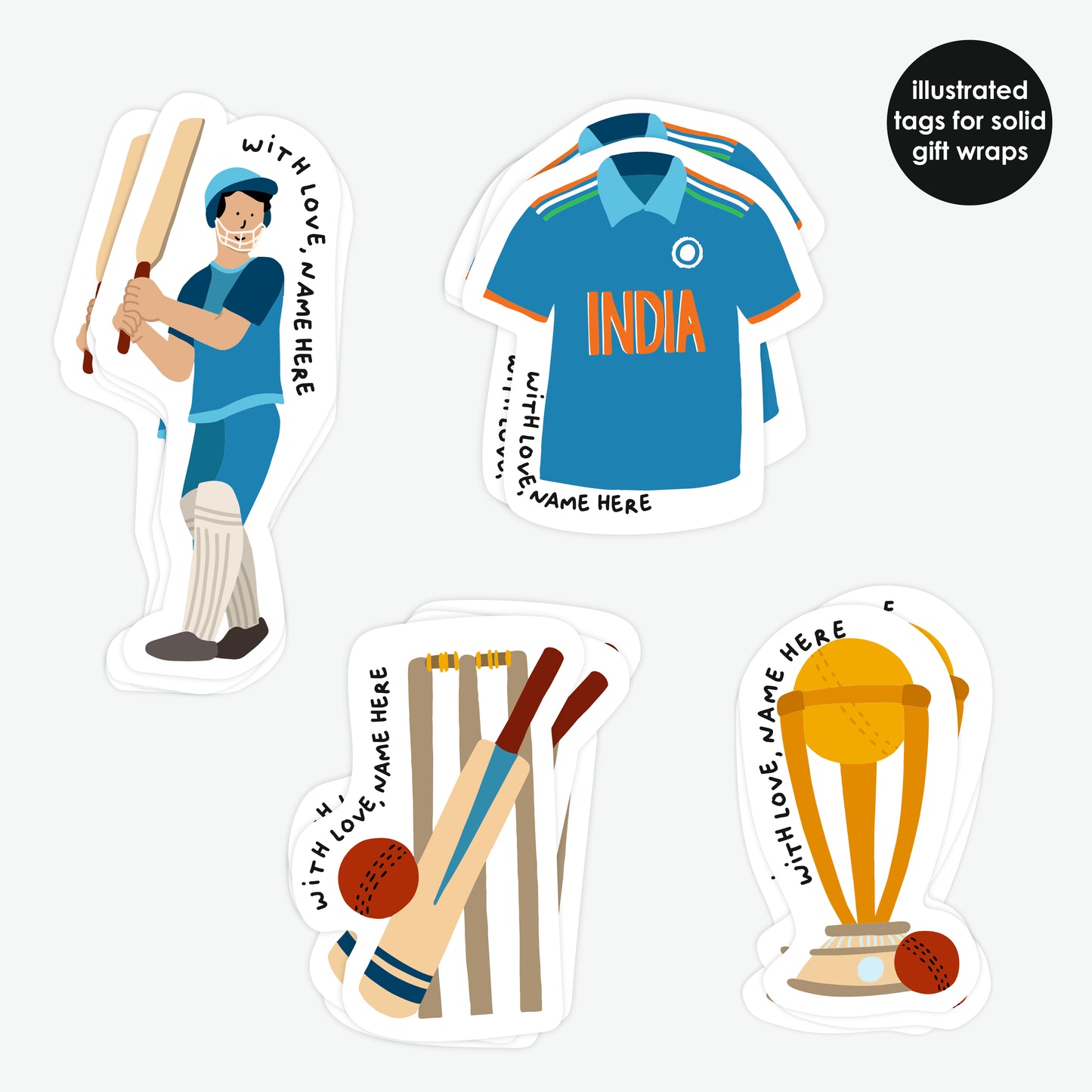 GIFT CARDS & TAGS: Stick On Tags | Cricket