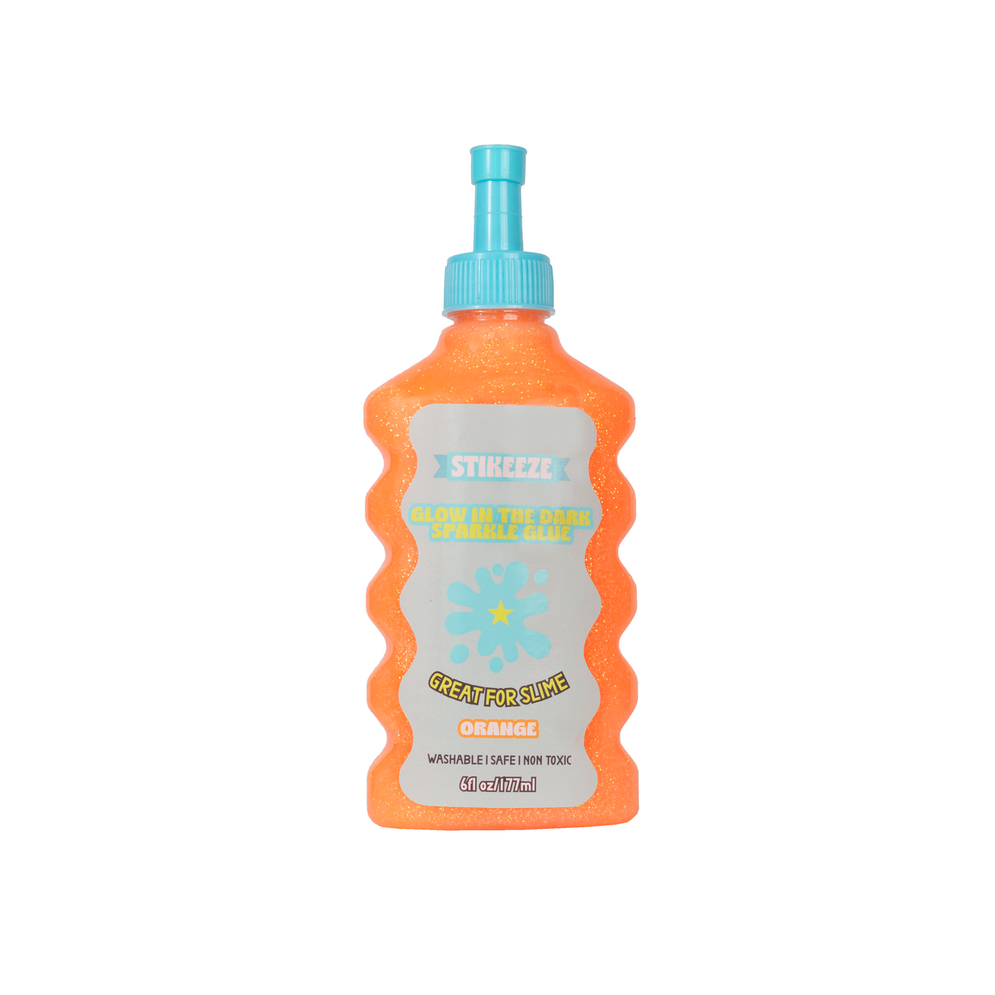 Stikeeze Glow in the Dark Sparkly Glue | Neon Orange  | 177ML