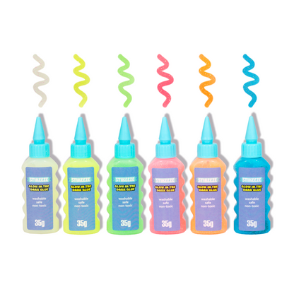 Stikeeze Glitter Glow in the Dark Glue | Set of 6 | 35gms