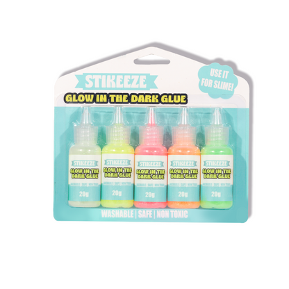 Stikeeze Glitter Glow in the Dark Glue | Set of 5 | 20gms