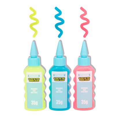 Stikeeze Glitter Glow in the Dark Glue | Set of 3 | 35gms