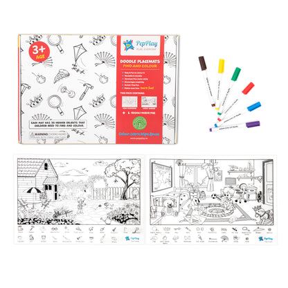 DOODLE PLACEMATS - FIND & COLOUR