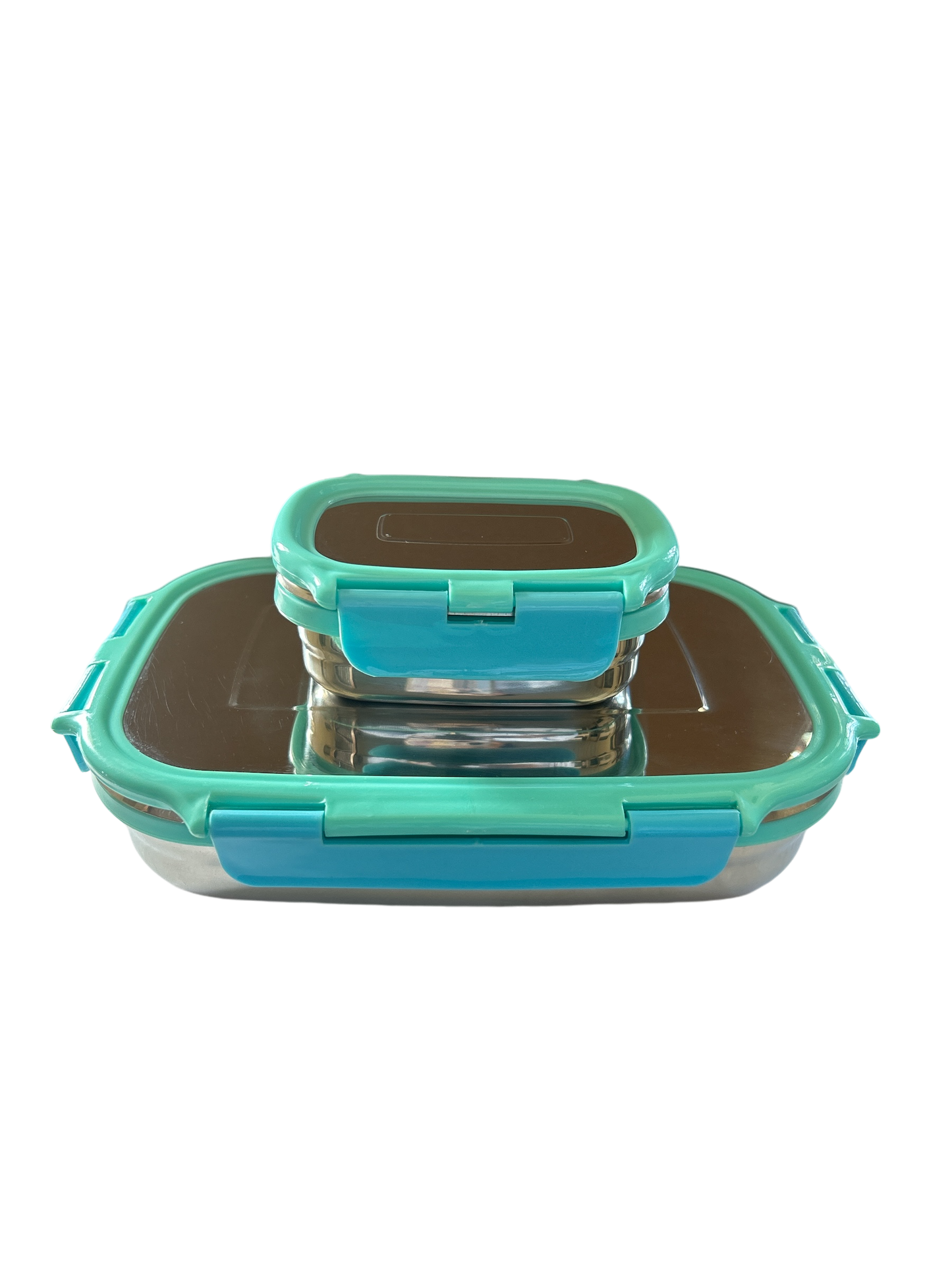 Veigo Jumbo Stainless Steel Lunch Box (with inner veg box) - Light Green Cyan | Limited Edition