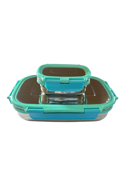 Veigo Jumbo Stainless Steel Lunch Box (with inner veg box) - Light Green Cyan | Limited Edition