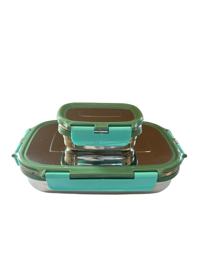 Veigo Jumbo Stainless Steel Lunch Box (with inner veg box) - Military Green | Limited Edition