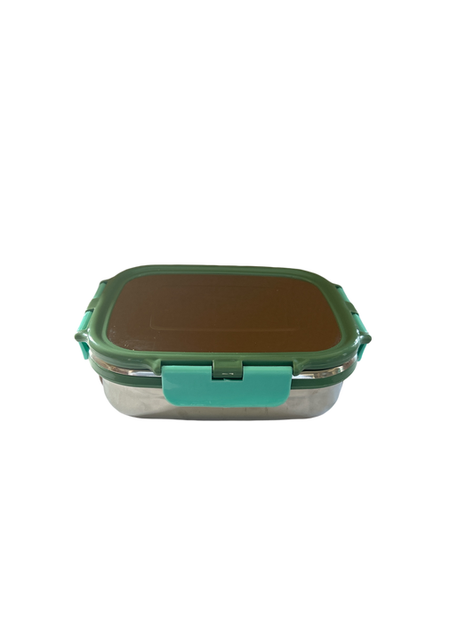 Veigo Medium Stainless Steel Snacks Box - Military + Cyan | Limited Edition