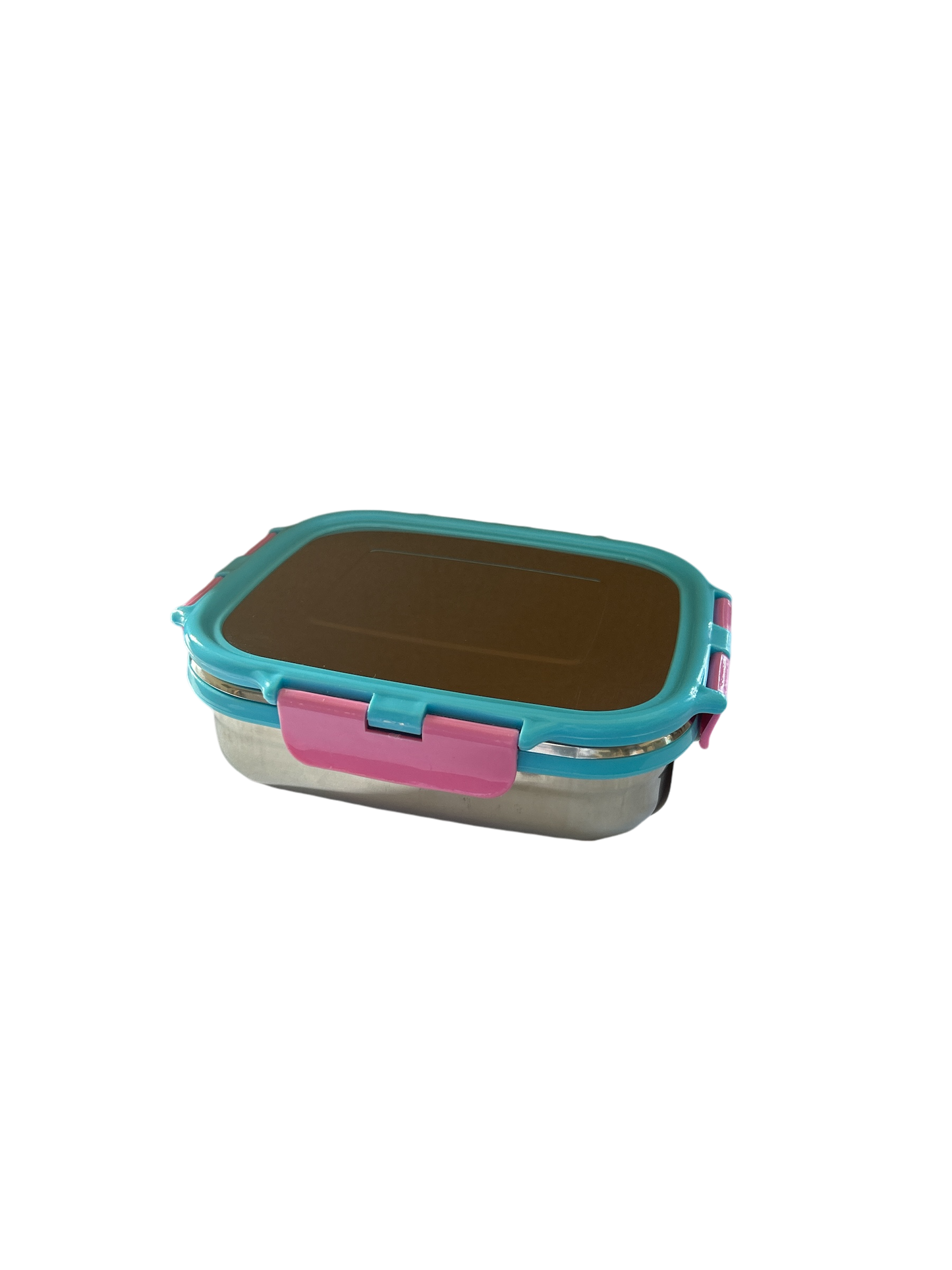 Veigo Medium Stainless Steel Snacks Box - Aqua Blue + Pink | Limited Edition