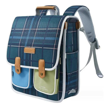 Little Surprise Box Blue Scottish Plaid Checks Rectangle style Backpack for Kids, Medium