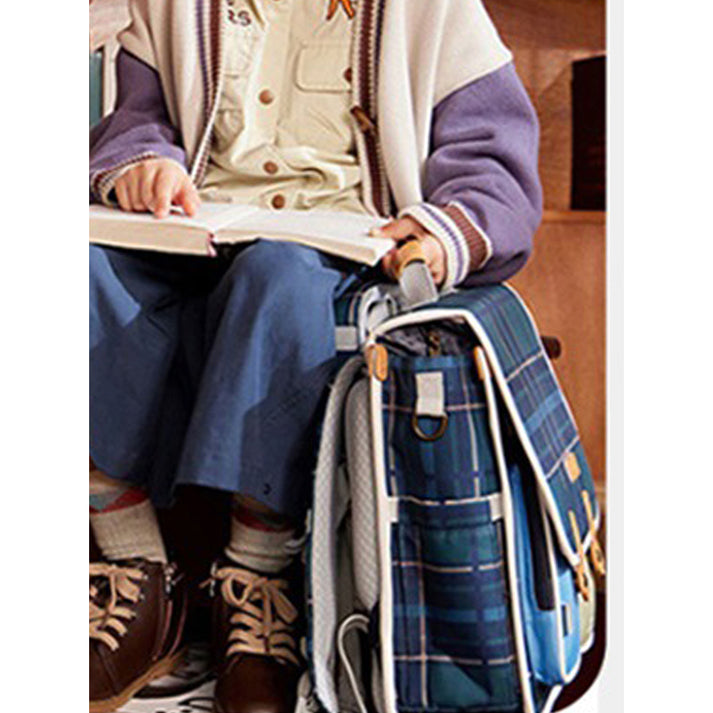 Little Surprise Box Blue Scottish Plaid Checks Rectangle style Backpack for Kids, Medium