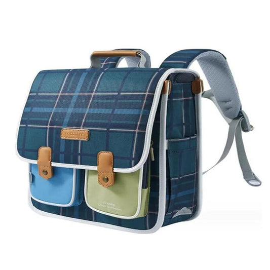 Little Surprise Box Blue Scottish Plaid Checks Rectangle style Backpack for Kids, Small