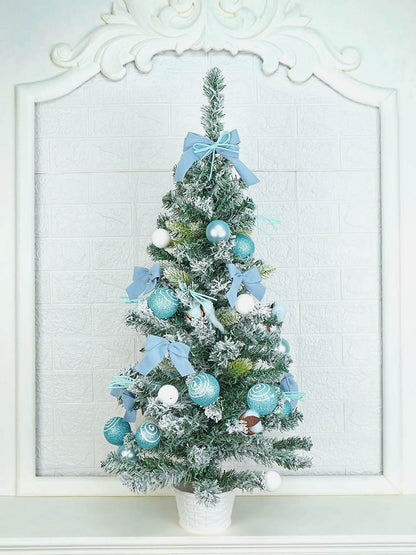 3 feet Pastel Blue Swirl Snowy Bushy Christmas Tree readily filled with ball ornament and Fillers