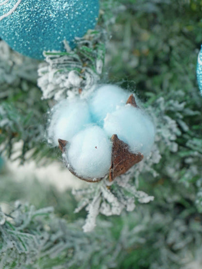 3 feet Pastel Blue Swirl Snowy Bushy Christmas Tree readily filled with ball ornament and Fillers